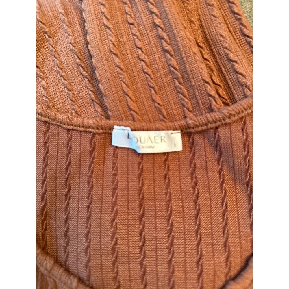 Ekouaer Women's‎ Brown Rib Knit Maternity Dress Size Small